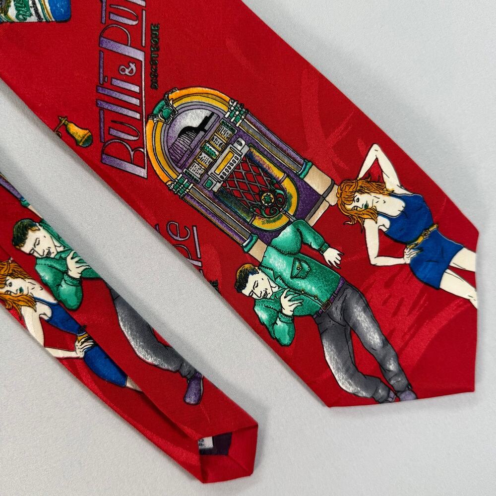 Pierre Cardin Red Jukebox Dancing Couple Novelty Neck Tie Retro Swing Music